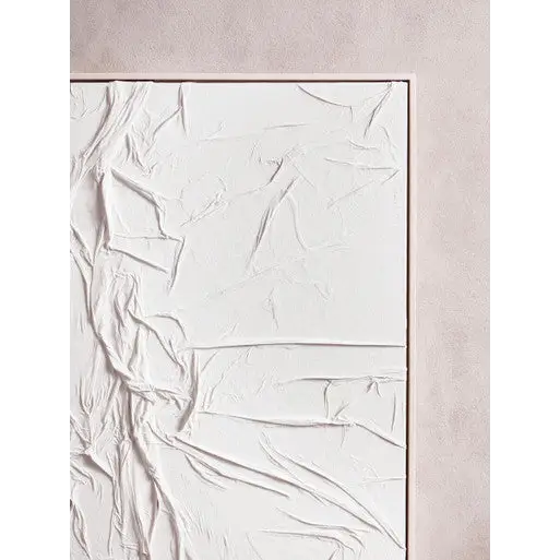 Astratto Canvas White Pleated Fabric Hand Painted Wall Art