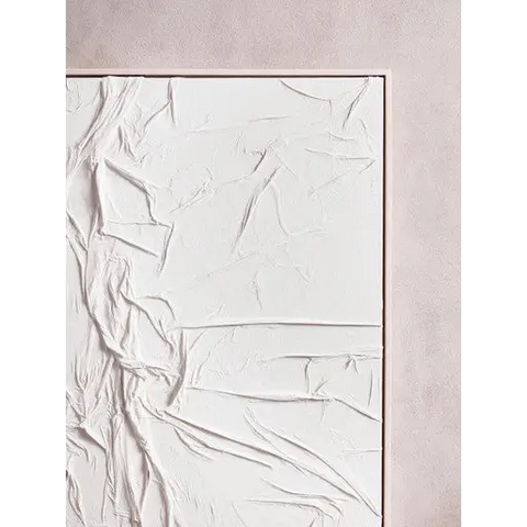 Astratto Canvas White Pleated Fabric Hand Painted Wall Art