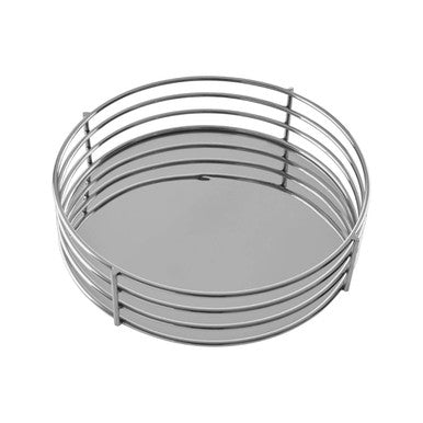 Astro silver round tray stainless steel silver tray with circular multi-ringed design and mirrored base center