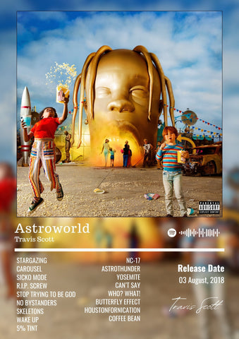 Astroworld - Travis Scott Inspired Album Poster