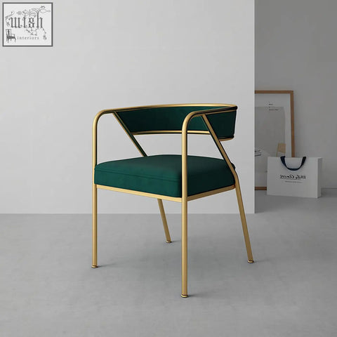Modern attleboro dining chair with deep green velvet upholstery and sleek gold metal frame perfect for dining room