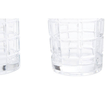 Auclair set of four check glass tumblers clear glass with etched geometric grid pattern perfect for everyday use