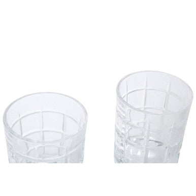 Clear glass Auclair set of four check glass tumblers with a textured grid-like pattern for everyday use