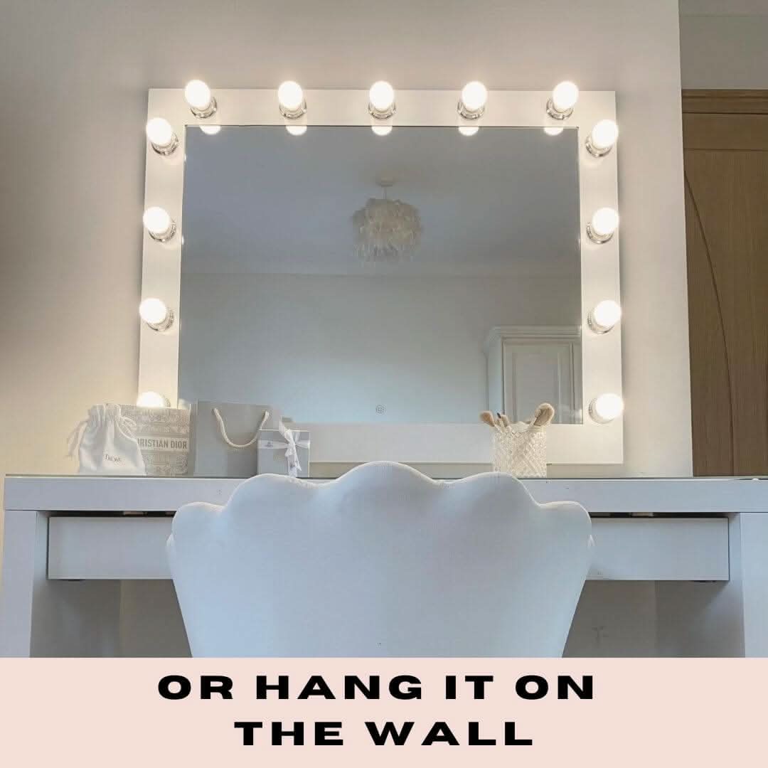 White framed hollywood mirror audrey hollywood mirror white 100x80cm with round bulbs for makeup lighting