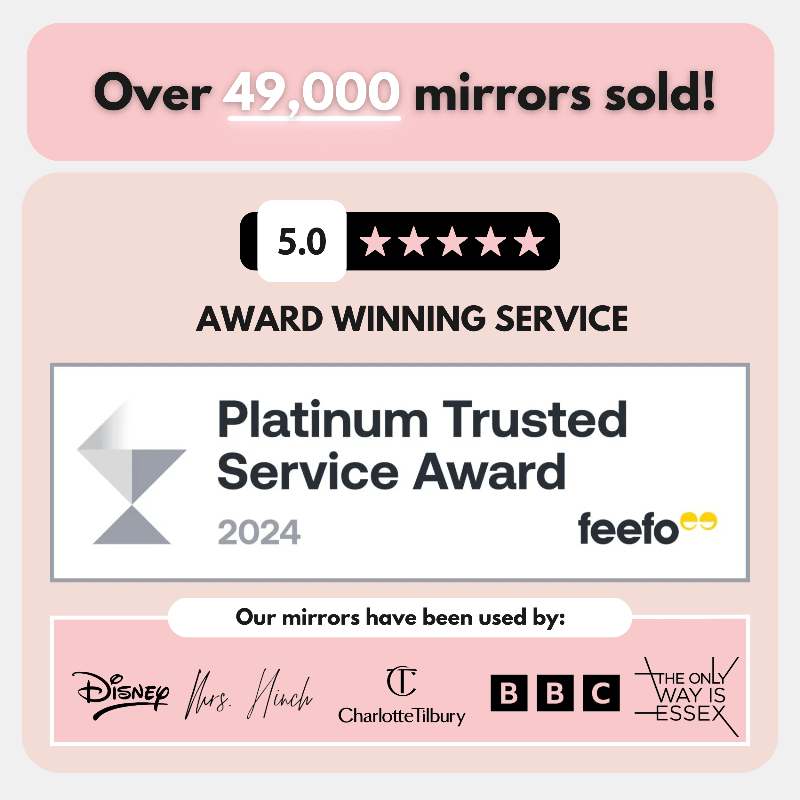 Platinum trusted service award badge 2024 for audrey hollywood mirror white 100x80cm showcasing top hollywood mirror quality