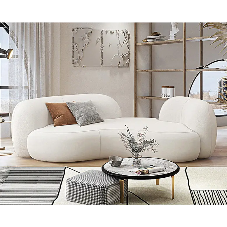 Aurelia Modern Curved Two Seater Sofa Boucle/ Velvet