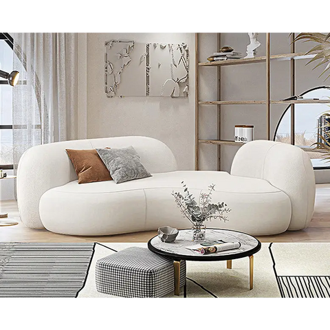 Aurelia Modern Curved Two Seater Sofa Boucle/ Velvet