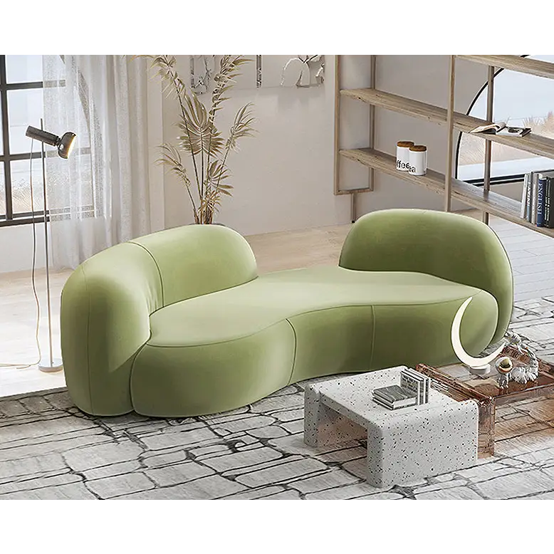 Aurelia Modern Curved Two Seater Sofa Boucle/ Velvet