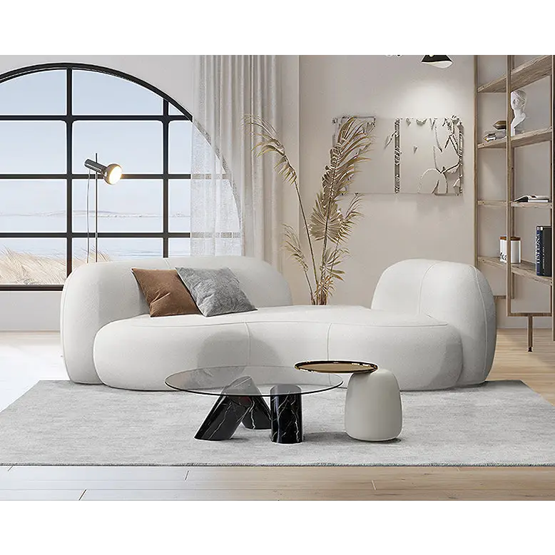 Aurelia Modern Curved Two Seater Sofa Boucle/ Velvet