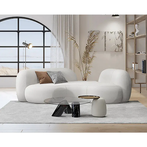 Aurelia Modern Curved Two Seater Sofa Boucle/ Velvet