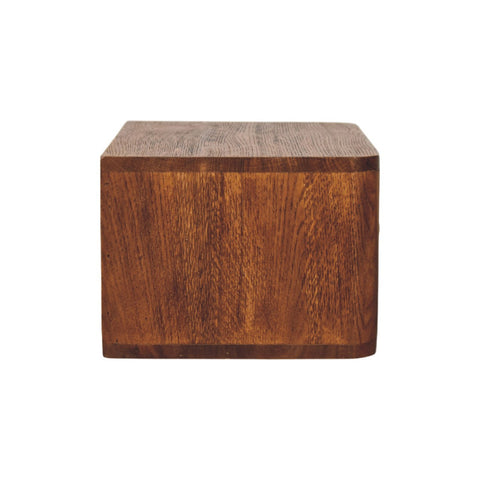 Aurelia wall bedside table solid rectangular wooden box with warm brown finish and natural wood grain wall-mounted
