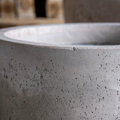 Aurella | Truffle – 30cm Medium Concrete Cylinder Planter – 13L Round Plant Pot - Pots & Plants