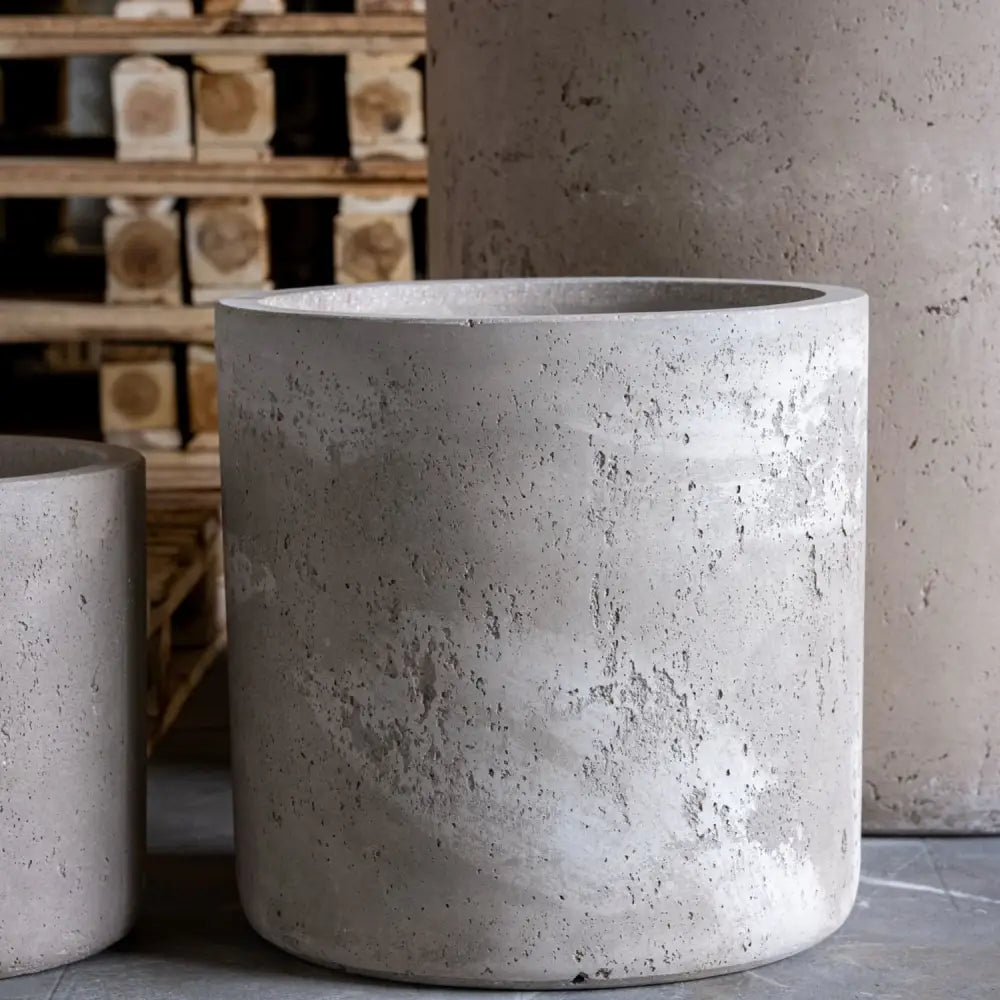 Aurella | Truffle – 55cm X Large Concrete Cylinder Planter – 93L Round Plant Pot - Pots & Plants