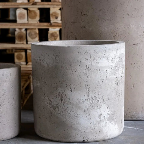 Aurella | Truffle – 55cm X Large Concrete Cylinder Planter – 93L Round Plant Pot - Pots & Plants