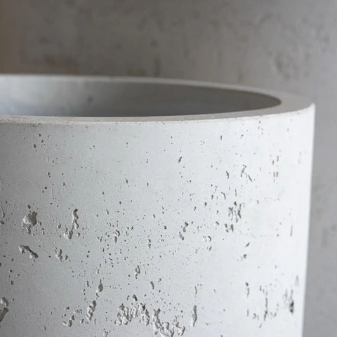 Aurella | White Mist – 55cm Extra Large Concrete Cylinder Planter – 93L Round Plant Pot