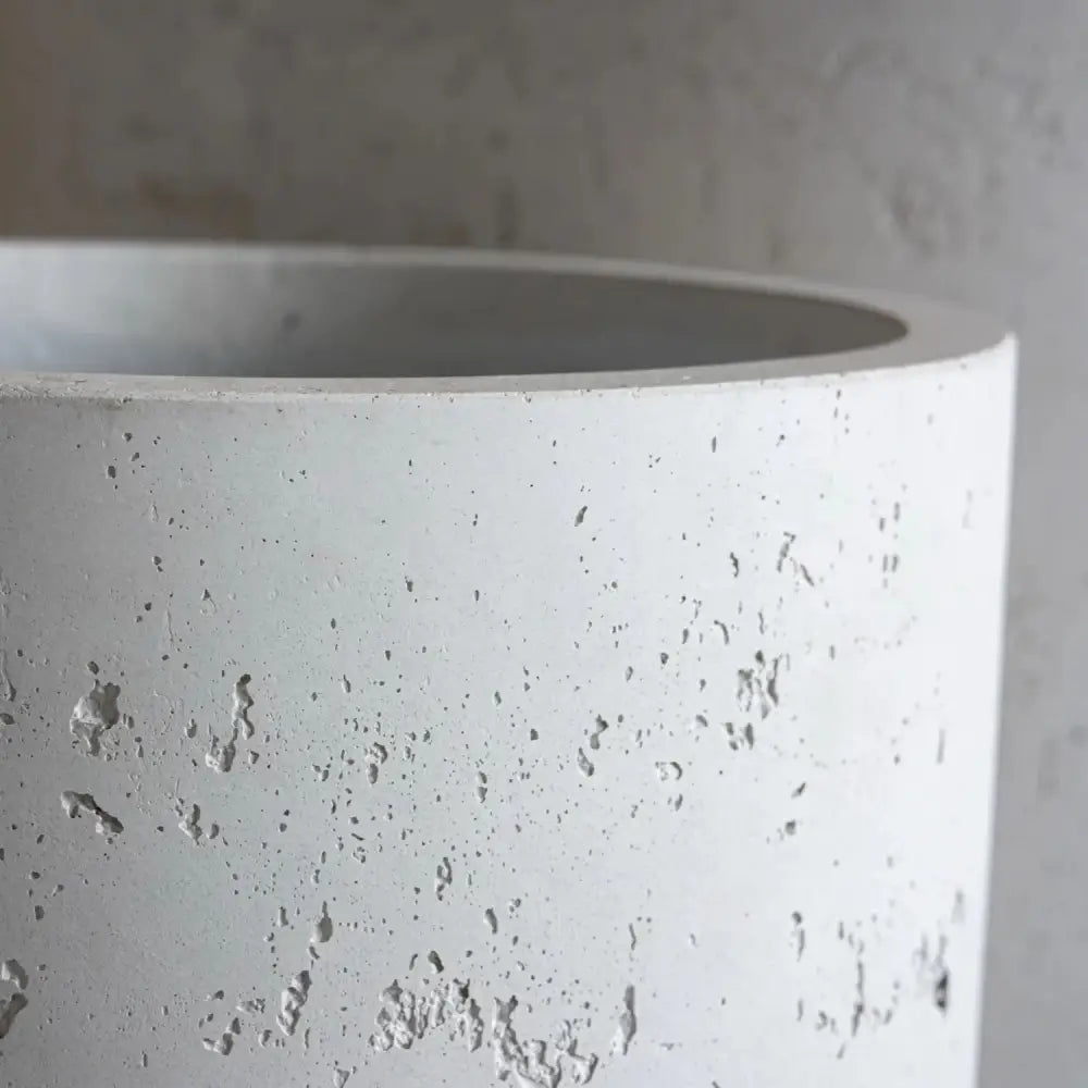 Aurella | White Mist – 70cm X Large Concrete Cylinder Planter – 199L Round Plant Pot - Pots & Plants