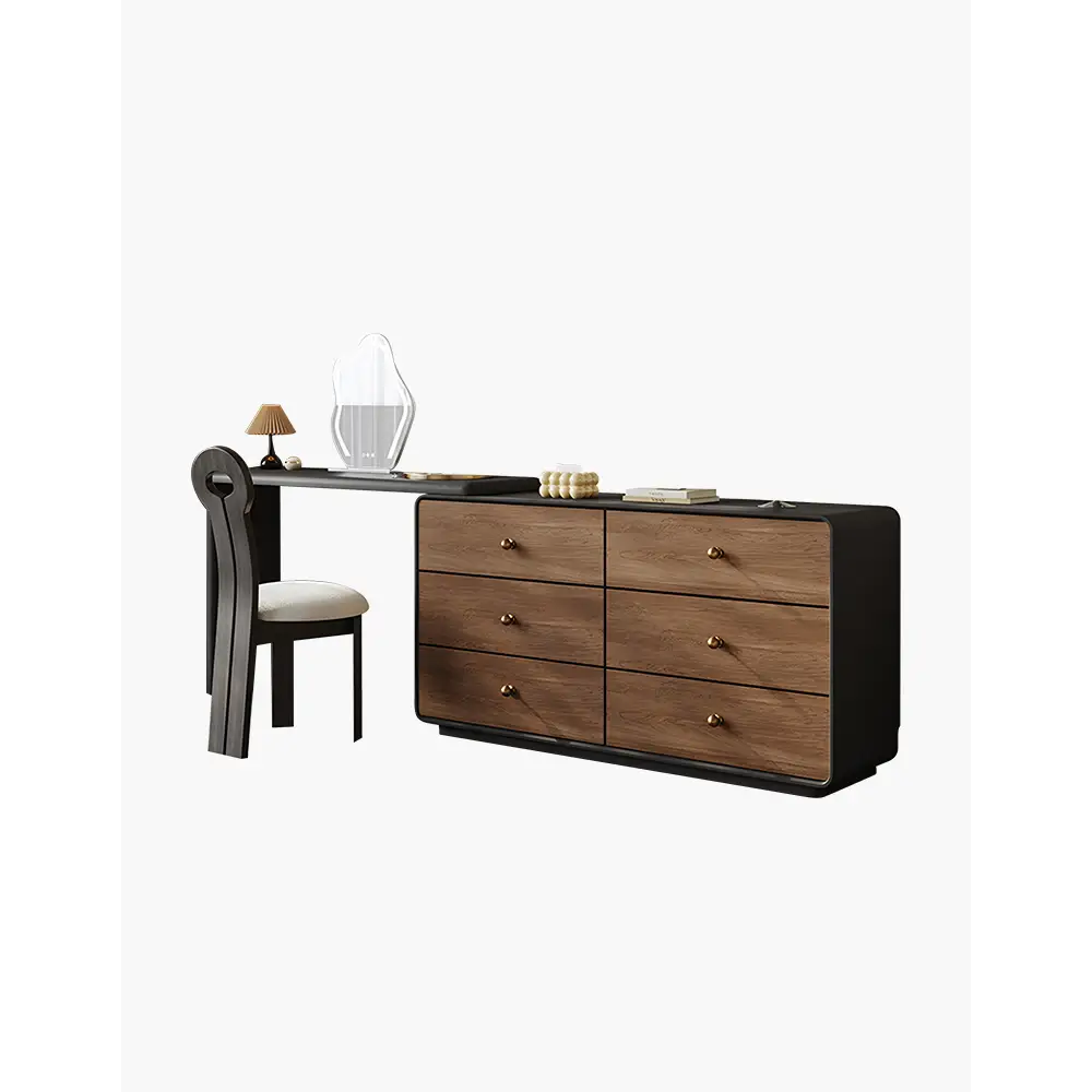 Aurora Corner Dressing Table With Mirror Solid Wood