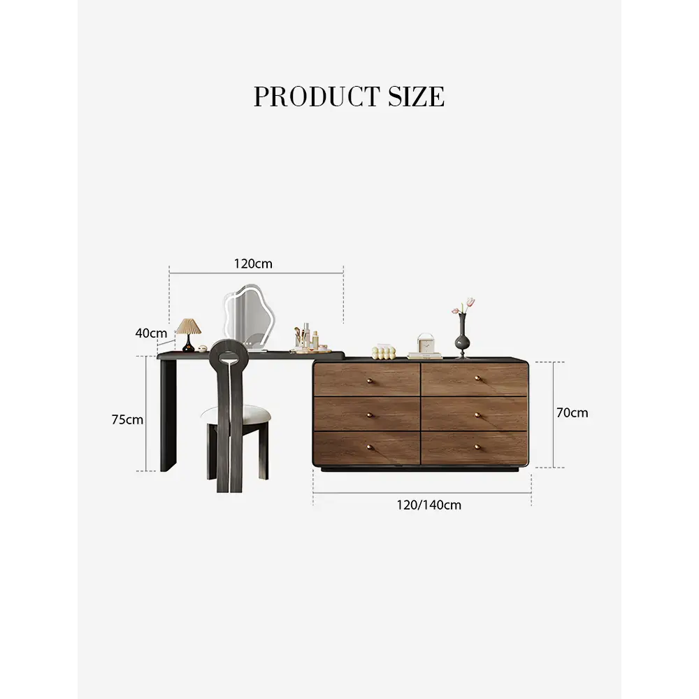 Aurora Corner Dressing Table With Mirror Solid Wood