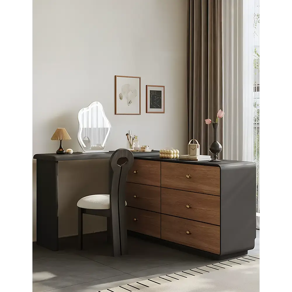 Aurora Corner Dressing Table With Mirror Solid Wood