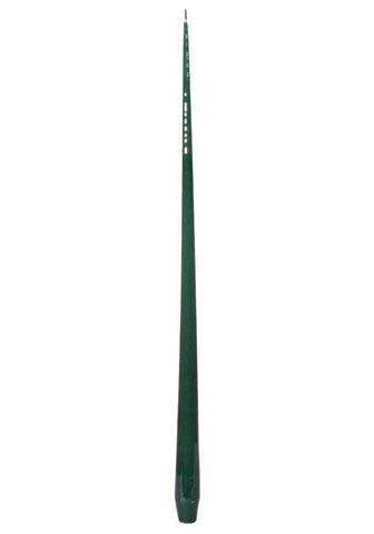 Dark green slender taper candles with a smooth glossy finish and subtle white markings for elegant decor