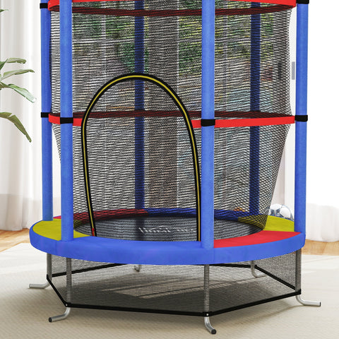HOMCOM Kids Trampoline, with Enclosure Net, Steel Frame, for Ages 3-6 Years - MultiColoured