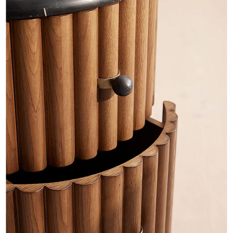 Ava Luxe Round Bedside Table Marble