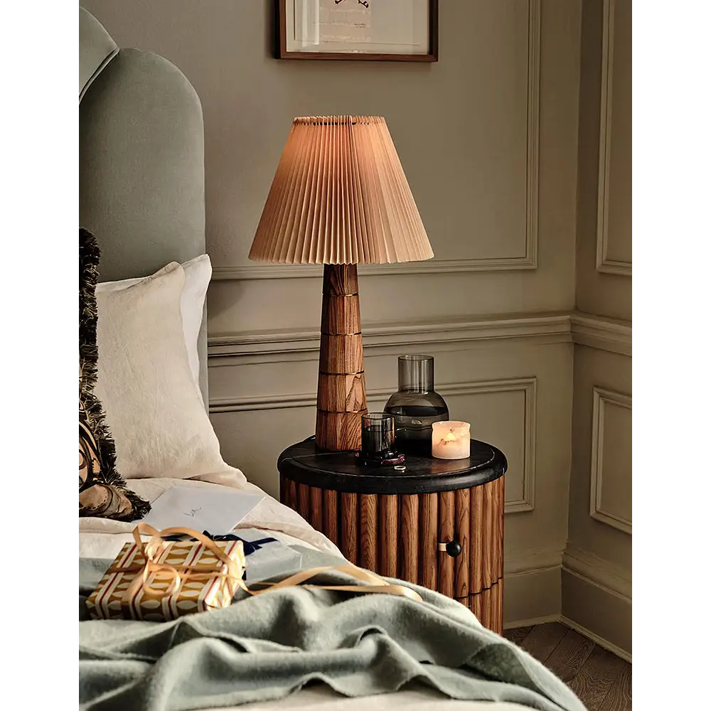 Ava Luxe Round Bedside Table Marble