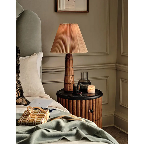 Ava Luxe Round Bedside Table Marble