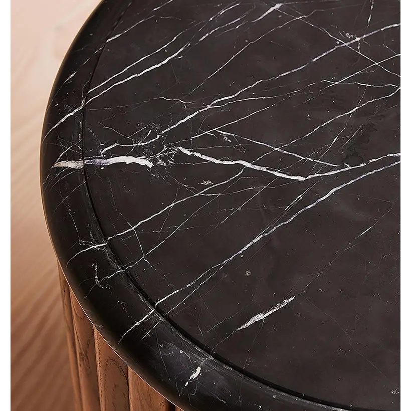Ava Luxe Round Bedside Table Marble