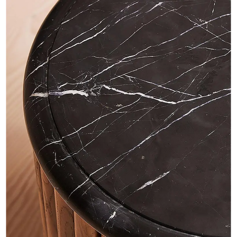 Ava Luxe Round Bedside Table Marble