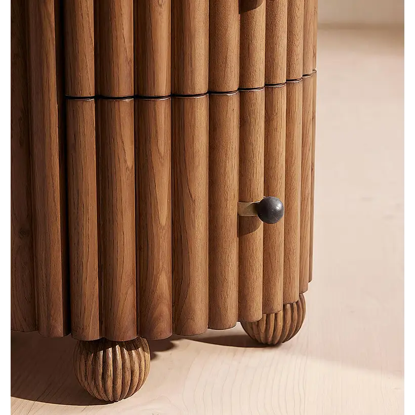 Ava Luxe Round Bedside Table Marble