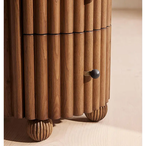 Ava Luxe Round Bedside Table Marble