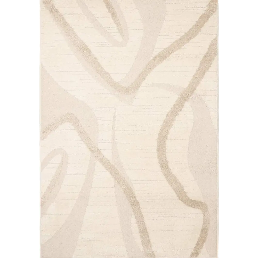 Ava Pave Wave Illusion Rug – Cream Abstract - 80X200 cm / Ava Wave - Rugs