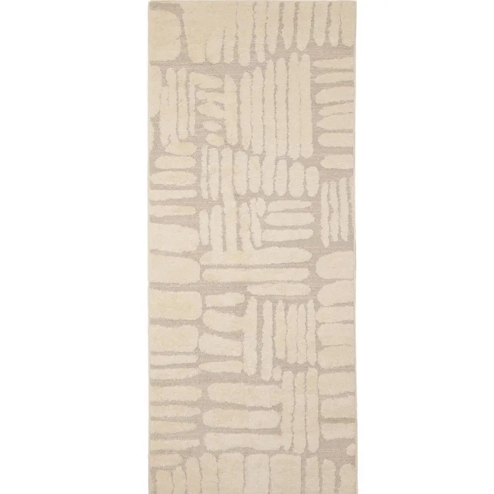 Ava Pave Wave Illusion Rug – Cream Abstract - 80X200 cm / Ava Pave - Rugs