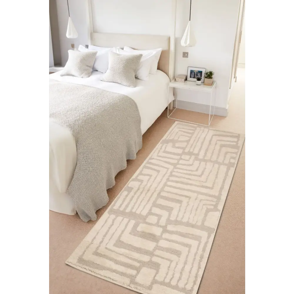 Ava Pave Wave Illusion Rug – Cream Abstract - Rugs