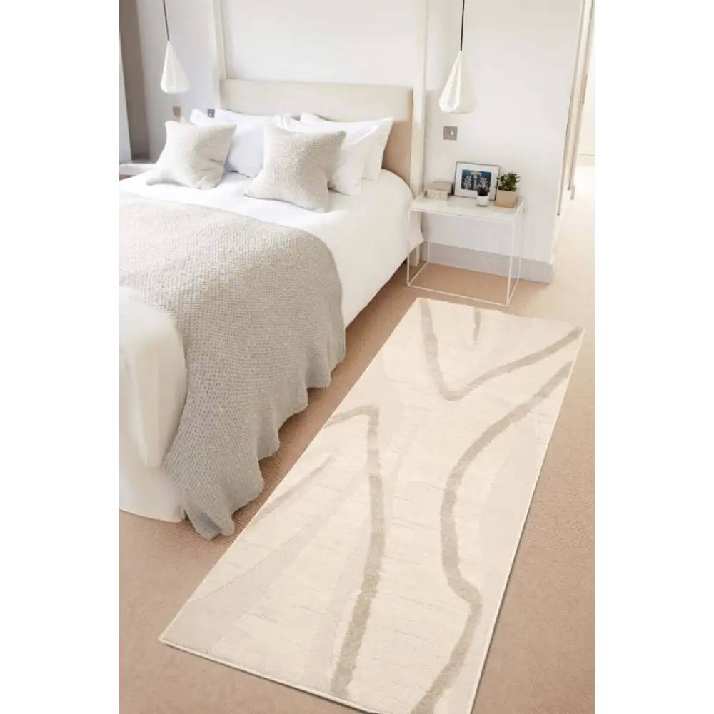 Ava Pave Wave Illusion Rug – Cream Abstract - Rugs