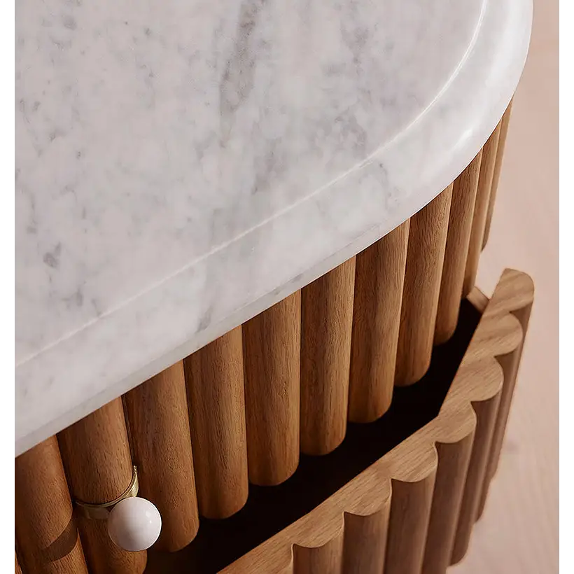 Ava Rounded Rectangle Bedside Table Marble - bedside table