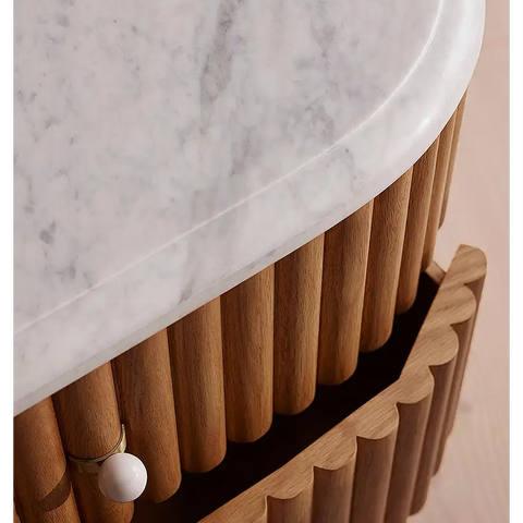 Ava Rounded Rectangle Bedside Table Marble - bedside table