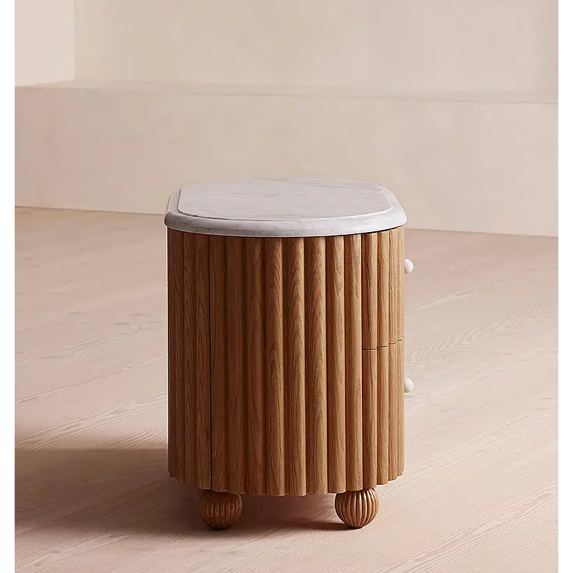 Ava Rounded Rectangle Bedside Table Marble - bedside table