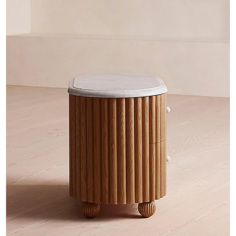 Ava Rounded Rectangle Bedside Table Marble - bedside table