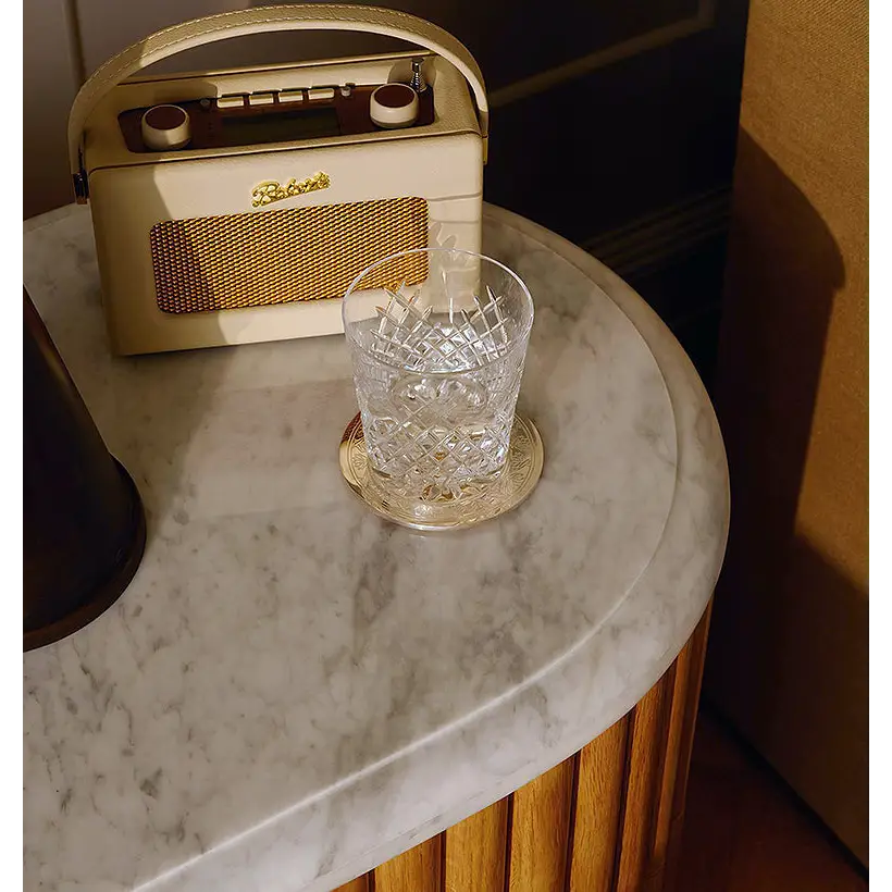 Ava Rounded Rectangle Bedside Table Marble - bedside table
