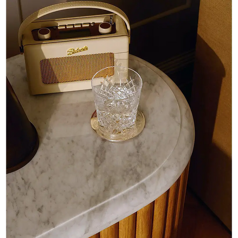 Ava Rounded Rectangle Bedside Table Marble - bedside table
