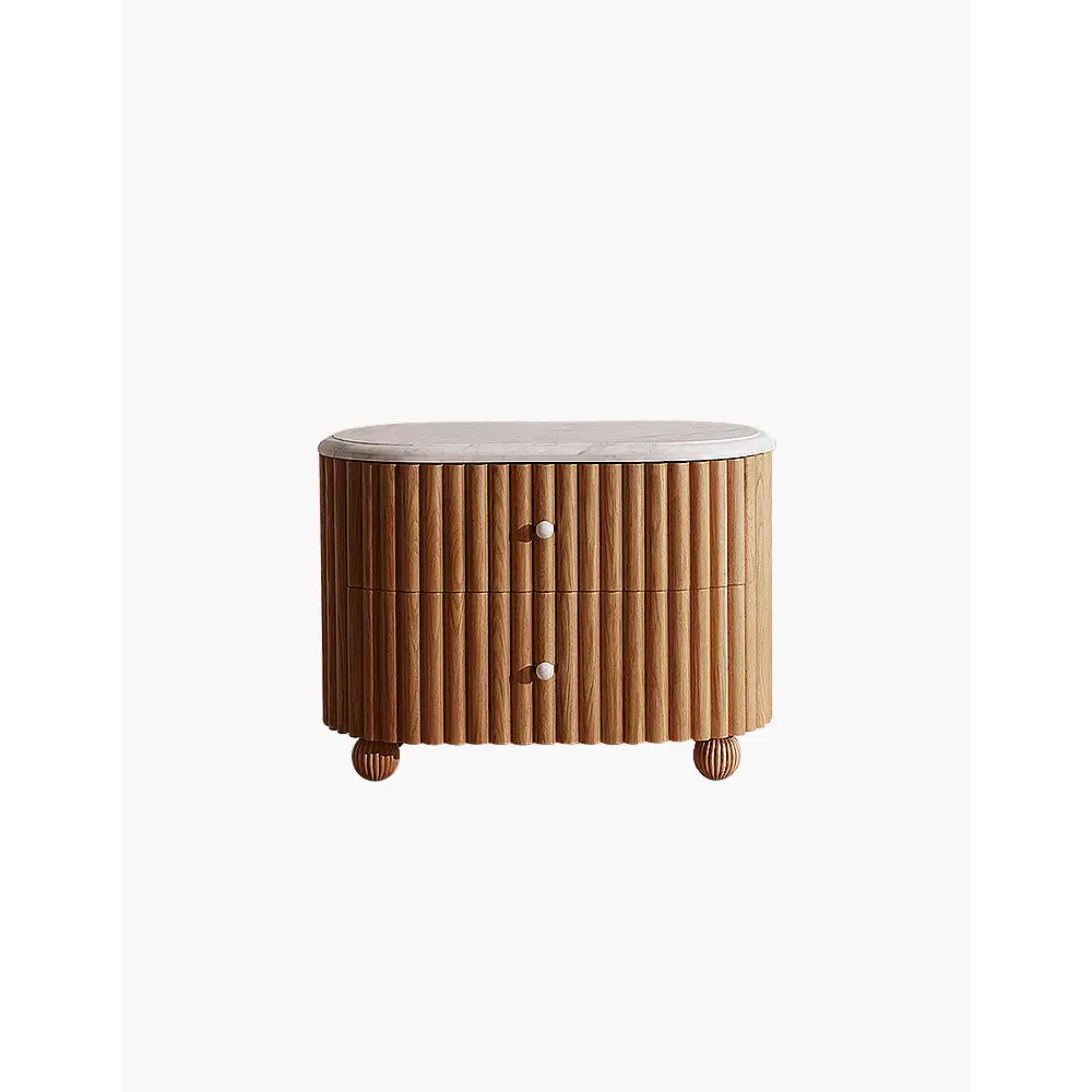 Ava Rounded Rectangle Bedside Table Marble - bedside table