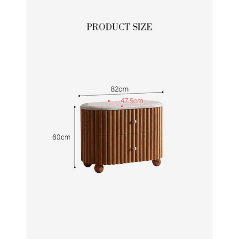 Ava Rounded Rectangle Bedside Table Marble - bedside table