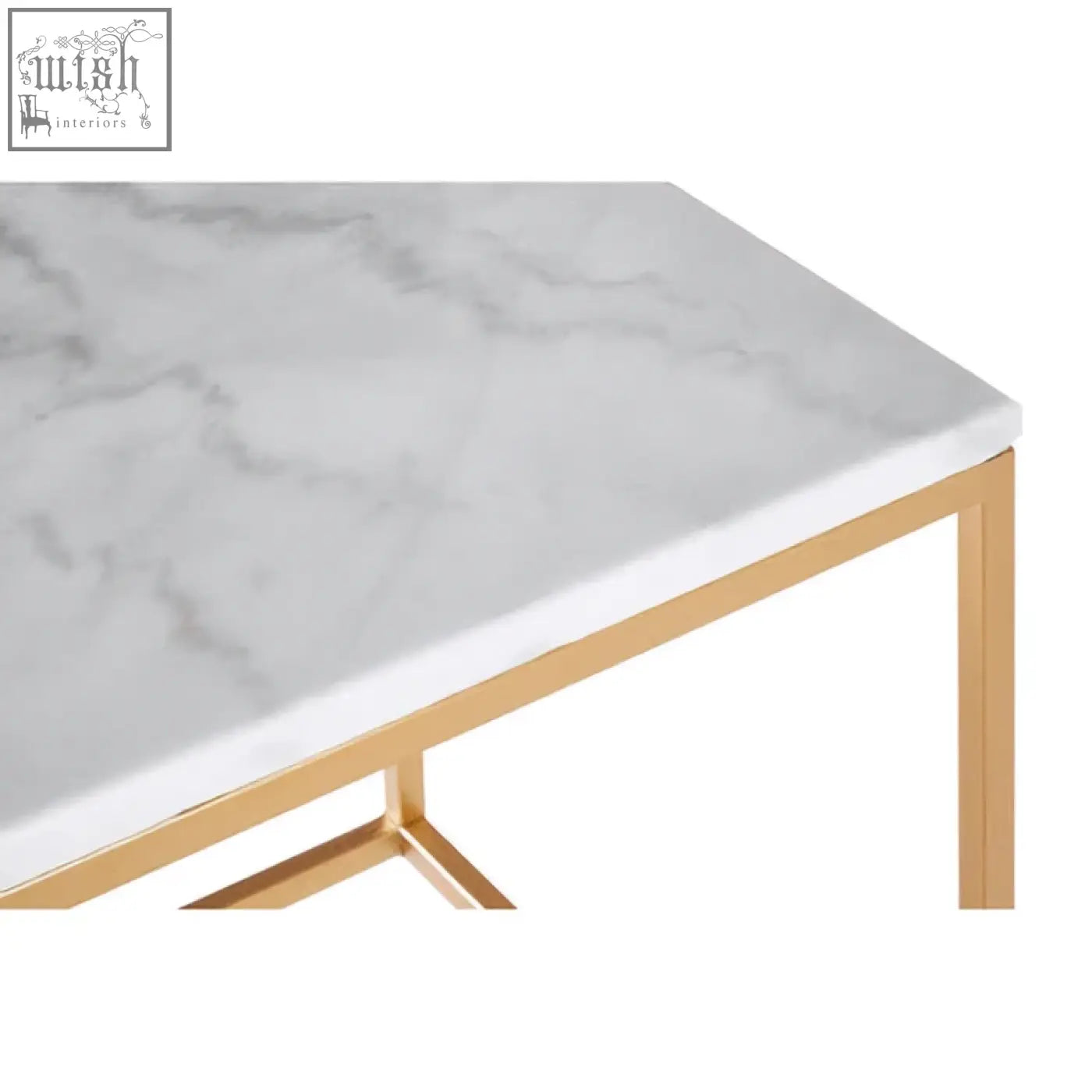 White marble top coffee table with gold-tone metal legs from avantis set of 2 square marble gold nesting tables