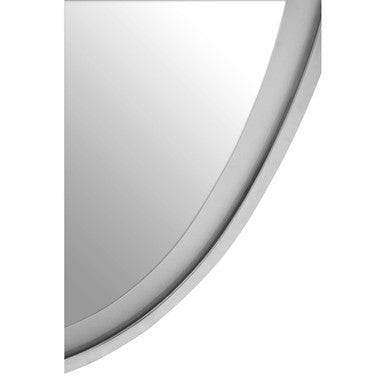 Silver oval mirror with illuminated led silver frame and sleek curved edge in the avelino illuminated led silver oval mirror