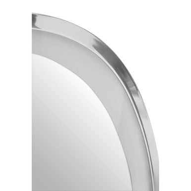 Avelino illuminated led silver oval mirror with a sleek curved chrome frame and polished metallic finish