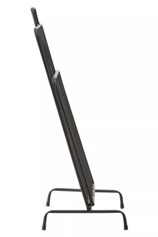 Sleek avento black magazine rack made of metal with minimalist design perfect for modern spaces