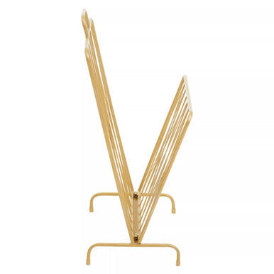 Avento gold finish magazine rack in metal with a sleek minimalist design perfect for organizing magazines