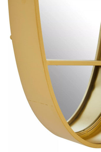 Avent gold oval wall mirror with sleek gold-toned frame and horizontal divider for modern home decor